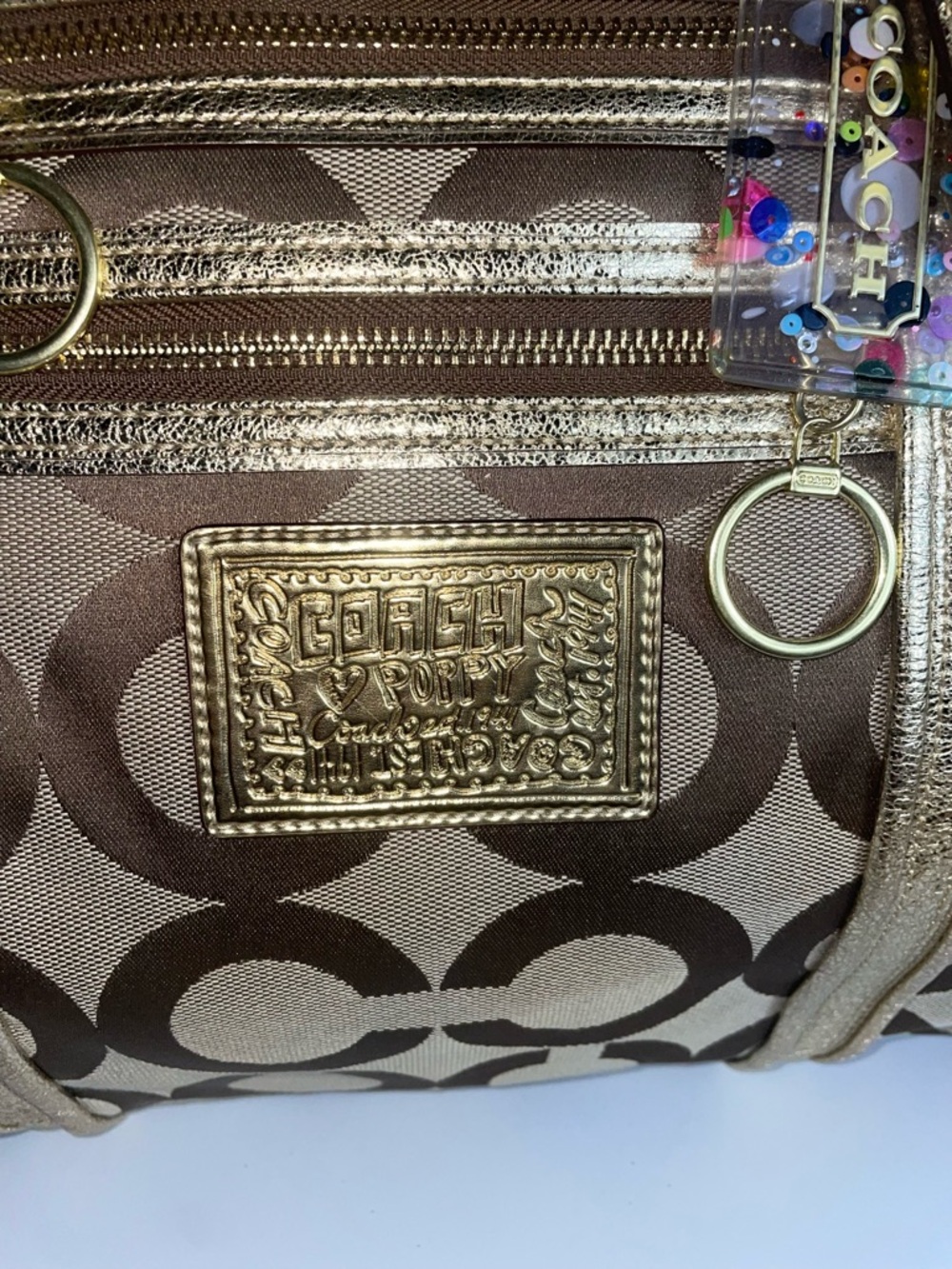 Coach Poppy 2009 Gold Metallic Op Art Glam Tote 13826 - Picture 4 of 16